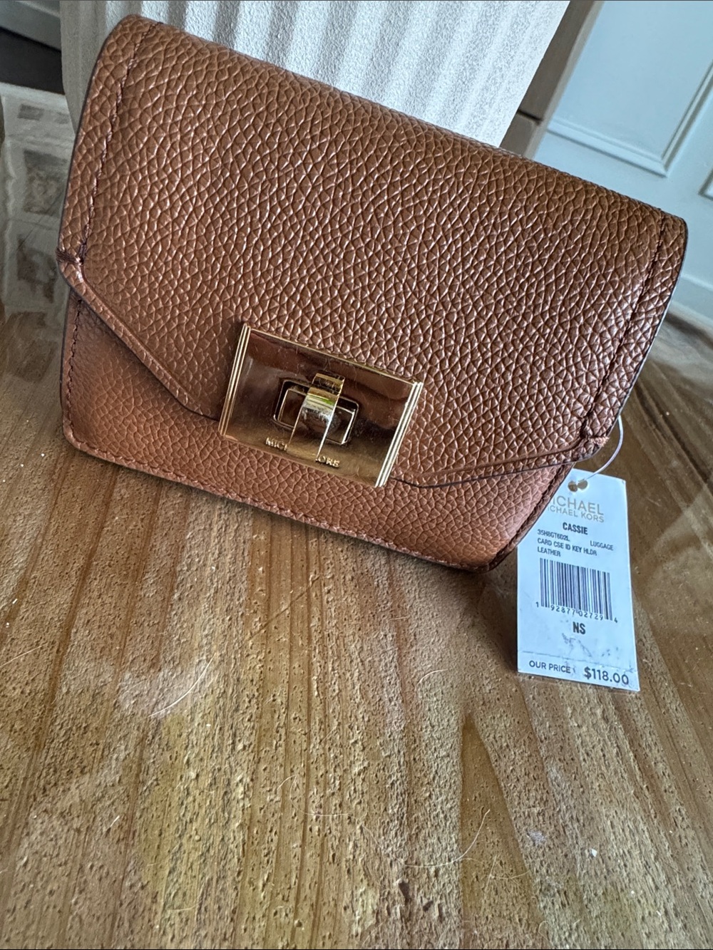 Michael Kors Chestnut Pebbled Leather Crossbody with Gold Hardware
